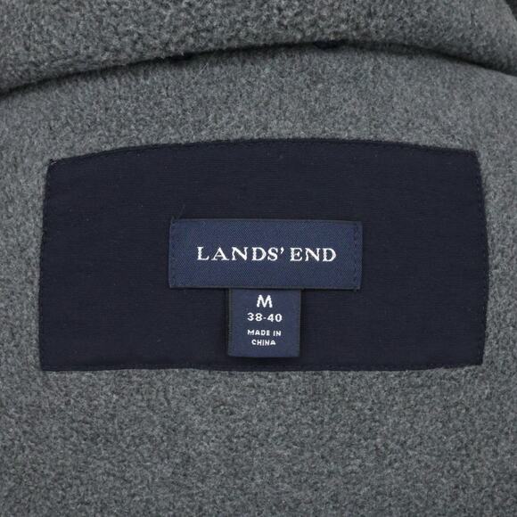 Lands End Coat Mens Medium 38 40 Navy Blue Zip Hooded Fleece Lined Jacket Cargo - Picture 3 of 16